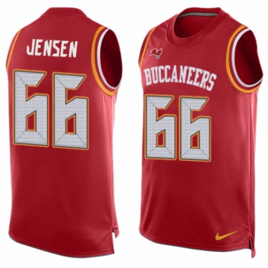 Men's Nike Tampa Bay Buccaneers #66 Ryan Jensen Limited Red Player Name & Number Tank Top NFL Jersey - Ujersey