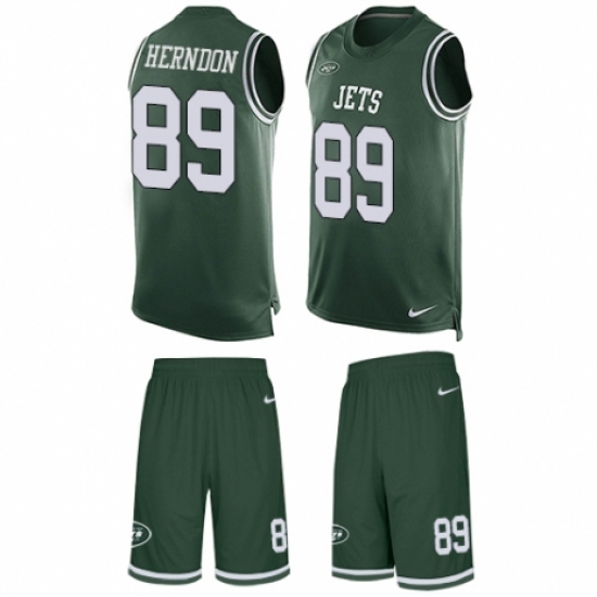 Men's Nike New York Jets #89 Chris Herndon Limited Green Tank Top Suit NFL Jersey - Ujersey