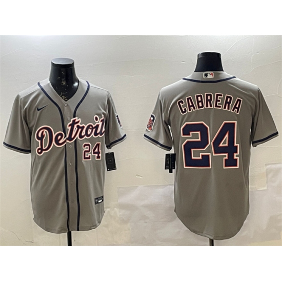 Men's Detroit Tigers #24 Miguel Cabrera Gray Cool Base Stitched Baseball Jersey - Ujersey