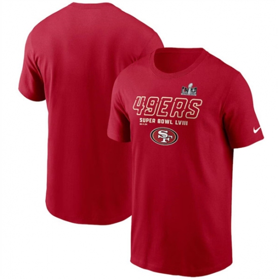 Men's San Francisco 49ers Scarlet Super Bowl LVIII Iconic T-Shirt - Ujersey