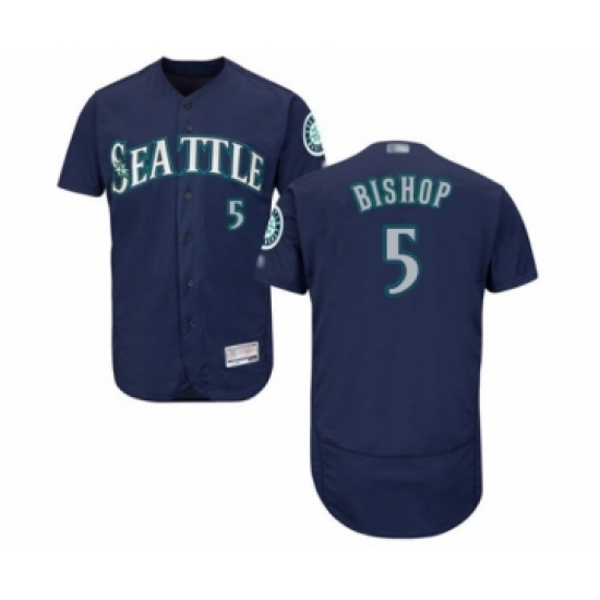 Men's Seattle Mariners #5 Braden Bishop Navy Blue Alternate Flex Base Authentic Collection Baseball Player Jersey - Ujersey