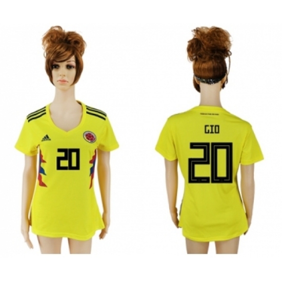 Women's Colombia #20 GIO Home Soccer Country Jersey