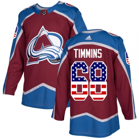 Youth Adidas Colorado Avalanche #68 Conor Timmins Authentic Burgundy Red USA Flag Fashion NHL Jersey - Ujersey