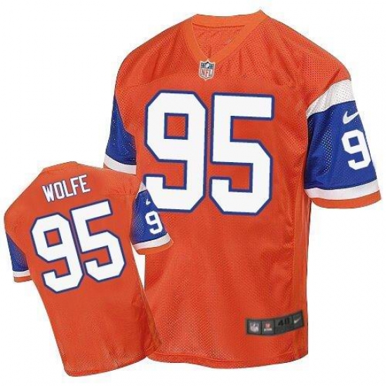 Men's Nike Denver Broncos #95 Derek Wolfe Elite Orange Throwback NFL Jersey - Ujersey