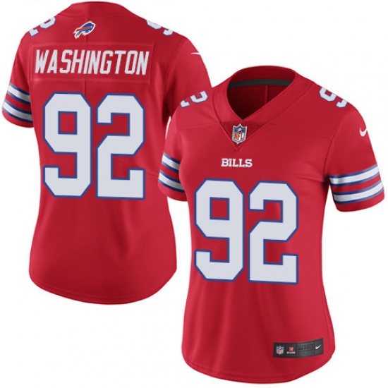 Women's Nike Buffalo Bills #92 Adolphus Washington Limited Red Rush Vapor Untouchable NFL Jersey - Ujersey