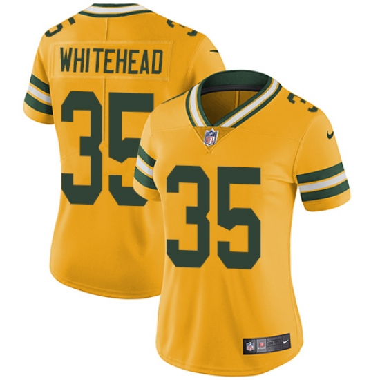 Women's Nike Green Bay Packers #35 Jermaine Whitehead Limited Gold Rush Vapor Untouchable NFL Jersey - Ujersey