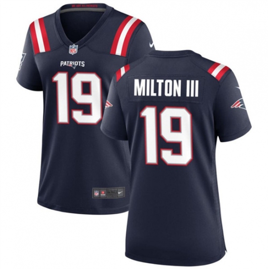 Women's New England Patriots #19 Joe Milton III 2024 Navy Stitched Jersey(Run Small) - Ujersey