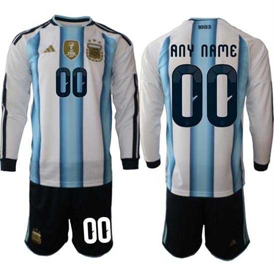 Men's Argentina Custom Any Name And Number Long Sleeve National Team FIFA x World Cup 2026 Home White On Field Jersey - Ujersey
