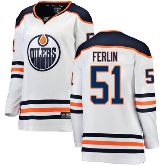 Women's Edmonton Oilers #51 Brian Ferlin Authentic White Away Fanatics Branded Breakaway NHL Jersey - Ujersey