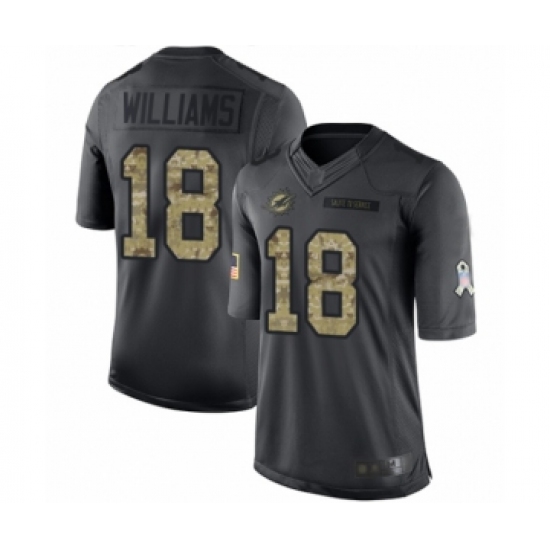 Youth Miami Dolphins #18 Preston Williams Limited Black 2016 Salute to Service Football Jersey - Ujersey
