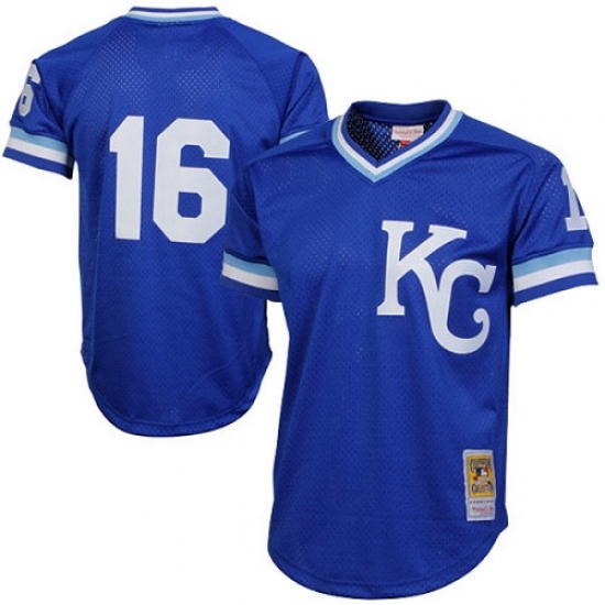 Men's Mitchell and Ness 1989 Kansas City Royals #16 Bo Jackson Replica Royal Blue Throwback MLB Jersey - Ujersey