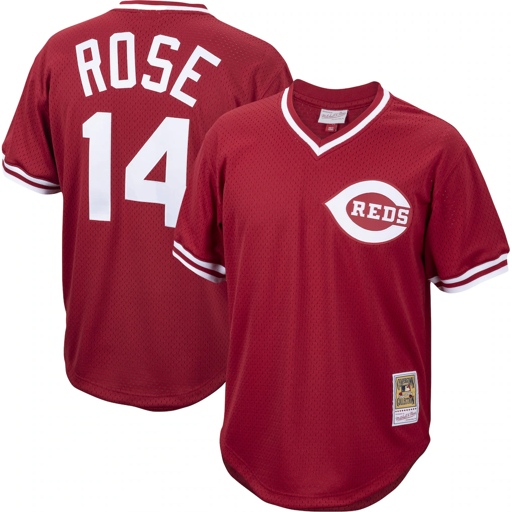 Men's Cincinnati Reds Pete Rose Mitchell & Ness Red Authentic Batting Practice Jersey - Ujersey