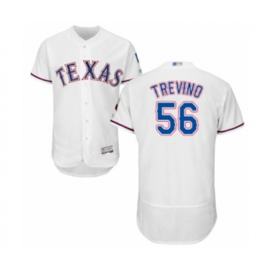 Men's Texas Rangers #56 Jose Trevino White Home Flex Base Authentic Collection Baseball Player Jersey - Ujersey