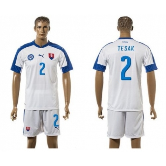 Slovakia #2 Tesak Home Soccer Country Jersey