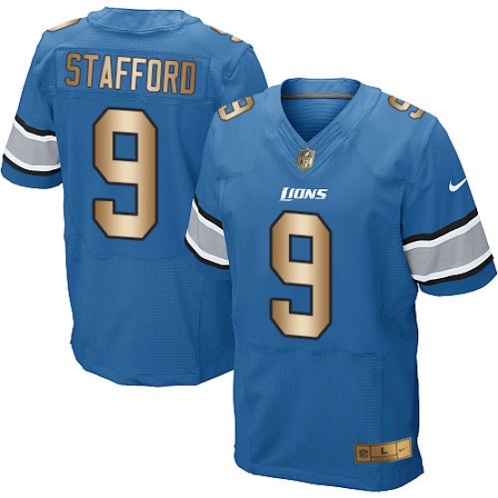 Men's Nike Detroit Lions #9 Matthew Stafford Elite Blue/Gold Team Color NFL Jersey - Ujersey