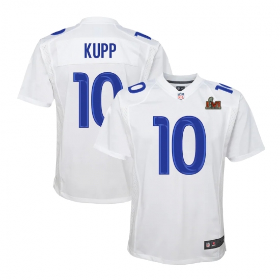 Youth Los Angeles Rams #10 Cooper Kupp White Nike Royal Super Bowl LVI Patch Jersey - Ujersey
