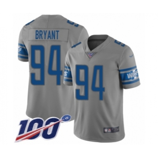 Men's Detroit Lions #94 Austin Bryant Limited Gray Inverted Legend 100th Season Football Jersey - Ujersey