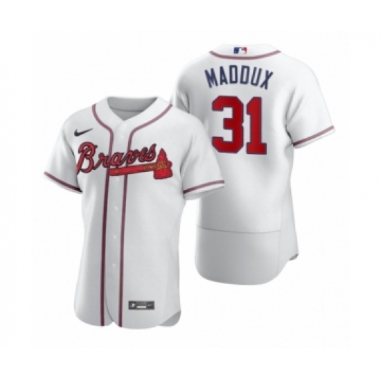 Men's Atlanta Braves #31 Greg Maddux Nike White 2020 Authentic Jersey - Ujersey