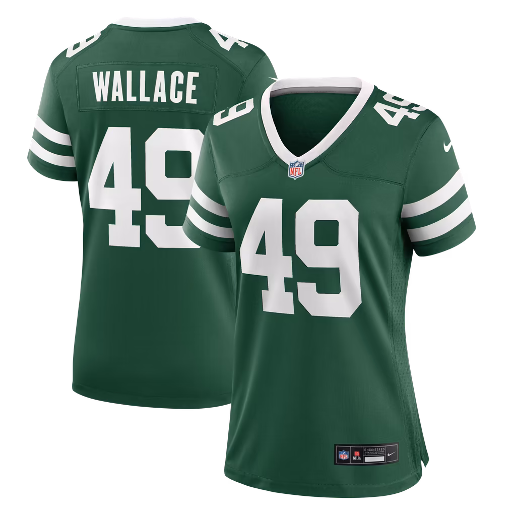 Women's New York Jets Trevin Wallace Nike Legacy Green Team Game Jersey - ujerseystore