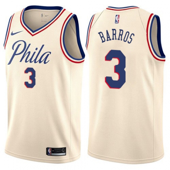 Women's Nike Philadelphia 76ers #3 Dana Barros Swingman Cream NBA Jersey - City Edition - ujerseystore