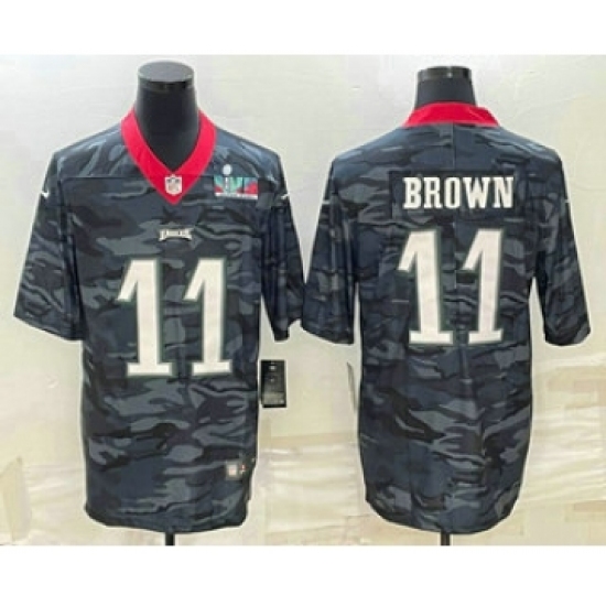 Men's Philadelphia Eagles #11 AJ Brown Camo Super Bowl LVII Patch Limited Stitched Jersey - Ujersey