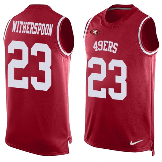 Men's Nike San Francisco 49ers #23 Ahkello Witherspoon Limited Red Player Name & Number Tank Top NFL Jersey - Ujersey