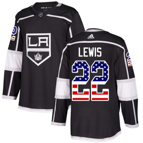 Men's Adidas Los Angeles Kings #22 Trevor Lewis Authentic Black USA Flag Fashion NHL Jersey - Ujersey