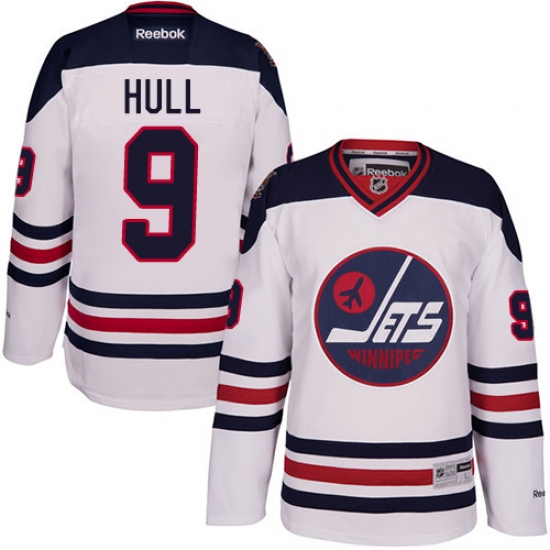 Men's Reebok Winnipeg Jets #9 Bobby Hull Premier White 2016 Heritage Classic NHL Jersey - Ujersey