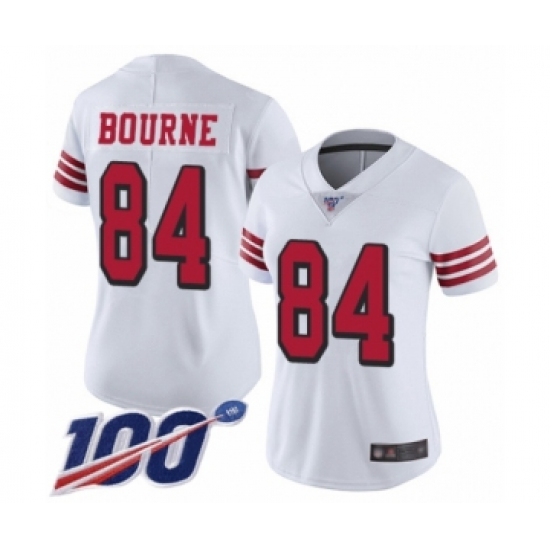 Women's San Francisco 49ers #84 Kendrick Bourne Limited White Rush Vapor Untouchable 100th Season Football Jersey - Ujersey