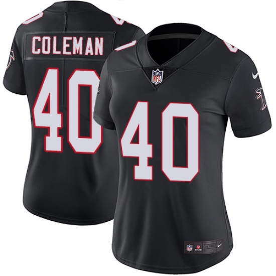 Women's Nike Atlanta Falcons #40 Derrick Coleman Black Alternate Vapor Untouchable Limited Player NFL Jersey - Ujersey
