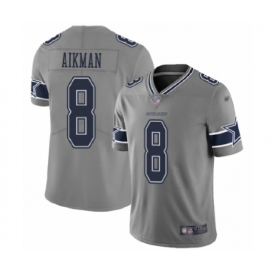 Women's Dallas Cowboys #8 Troy Aikman Limited Gray Inverted Legend Football Jersey - Ujersey