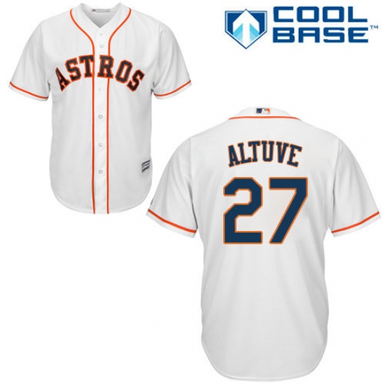 Men's Majestic Houston Astros #27 Jose Altuve Replica White Home Cool Base MLB Jersey - Ujersey