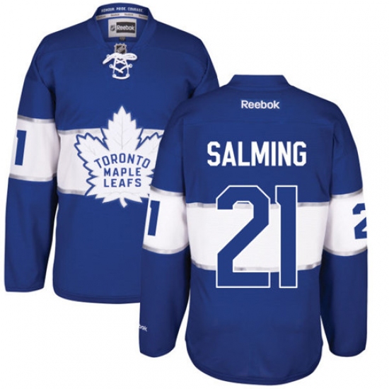 Men's Reebok Toronto Maple Leafs #21 Borje Salming Authentic Royal Blue 2017 Centennial Classic NHL Jersey - Ujersey
