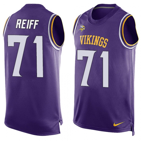 Men's Nike Minnesota Vikings #71 Riley Reiff Limited Purple Player Name & Number Tank Top NFL Jersey - Ujersey