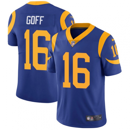 Men's Nike Los Angeles Rams #16 Jared Goff Royal Blue Alternate Vapor Untouchable Limited Player NFL Jersey - Ujersey