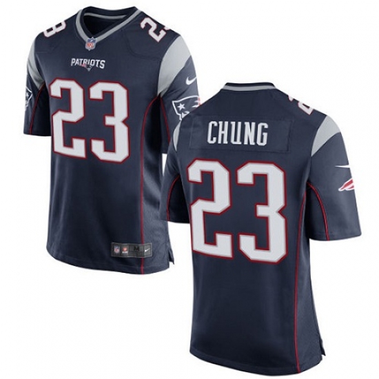 Men's Nike New England Patriots #23 Patrick Chung Game Navy Blue Team Color NFL Jersey - Ujersey