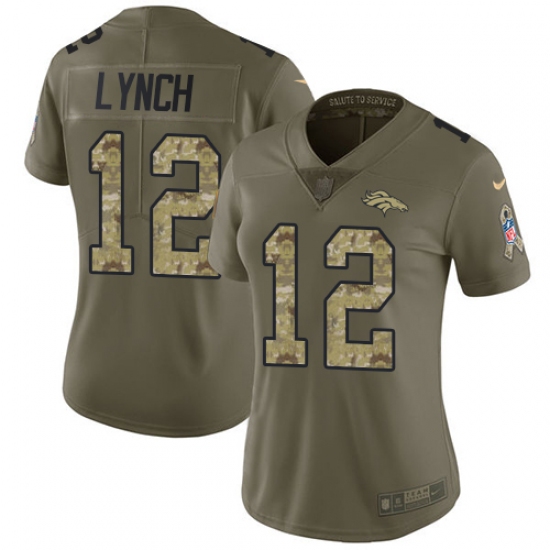 Women's Nike Denver Broncos #12 Paxton Lynch Limited Olive/Camo 2017 Salute to Service NFL Jersey - Ujersey