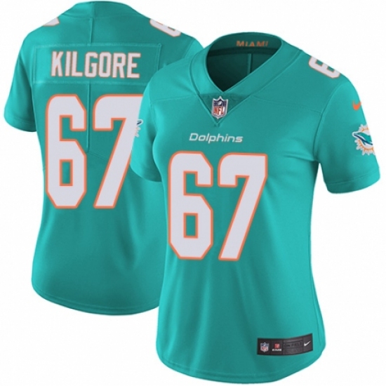 Women's Nike Miami Dolphins #67 Daniel Kilgore Aqua Green Team Color Vapor Untouchable Elite Player NFL Jersey - Ujersey