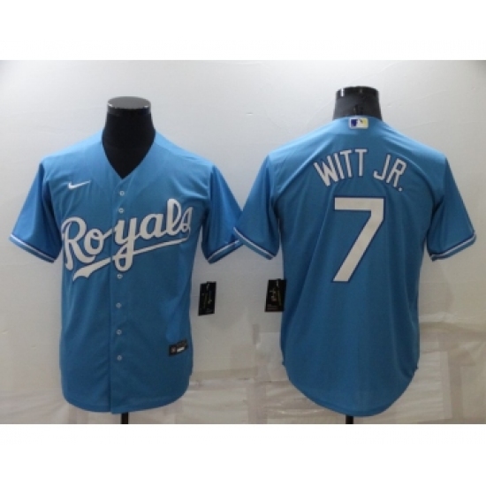 Men's Kansas City Royals #7 Bobby Witt Jr Light Blue Cool Base Stitched MLB Jersey - Ujersey