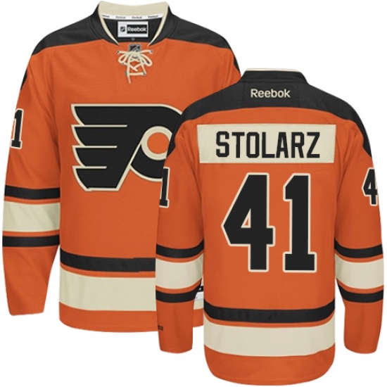 Men's Reebok Philadelphia Flyers #41 Anthony Stolarz Authentic Orange New Third NHL Jersey - Ujersey