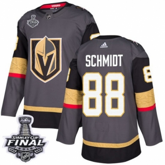 Men's Adidas Vegas Golden Knights #88 Nate Schmidt Premier Gray Home 2018 Stanley Cup Final NHL Jersey - Ujersey