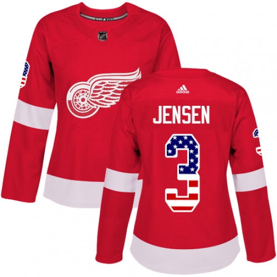 Women's Adidas Detroit Red Wings #3 Nick Jensen Authentic Red USA Flag Fashion NHL Jersey - Ujersey