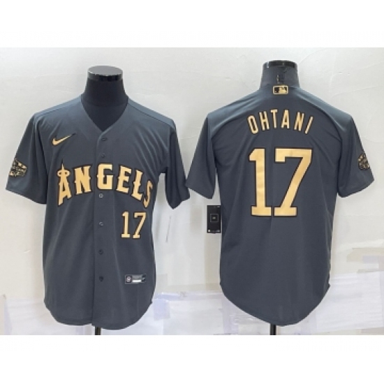 Men's Los Angeles Angels #17 Shohei Ohtani Number Grey 2022 All Star Stitched Cool Base Nike Jersey - Ujersey