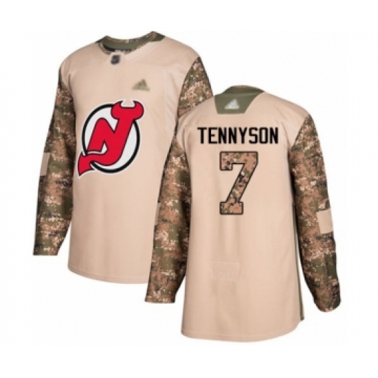 Youth New Jersey Devils #7 Matt Tennyson Authentic Camo Veterans Day Practice Hockey Jersey - Ujersey
