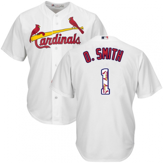 Men's Majestic St. Louis Cardinals #1 Ozzie Smith Authentic White Team Logo Fashion Cool Base MLB Jersey
