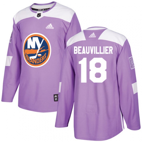 Men's Adidas New York Islanders #18 Anthony Beauvillier Authentic Purple Fights Cancer Practice NHL Jersey - Ujersey