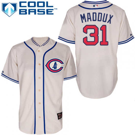 Men's Majestic Chicago Cubs #31 Greg Maddux Authentic Cream 1929 Turn Back The Clock MLB Jersey - Ujersey