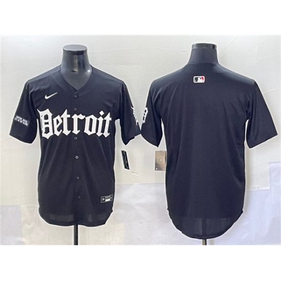 Men's Detroit Tigers Blank Black 'Motor Gothic Edition' Vapor Premier Limited Stitched Baseball Jersey - Ujersey