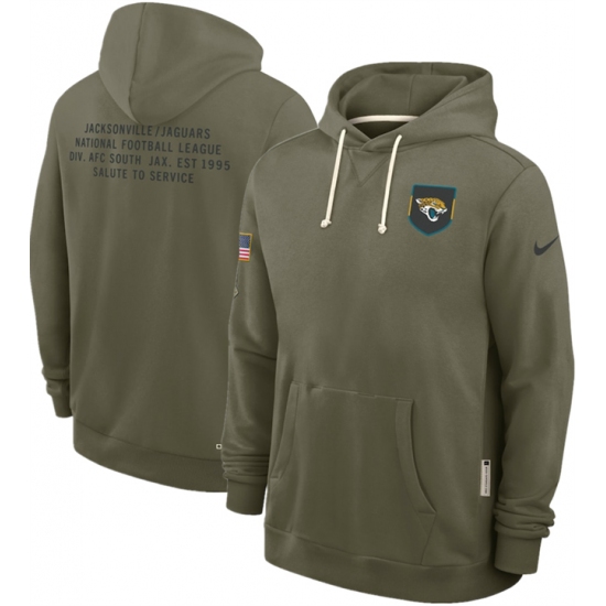 Men's Jacksonville Jaguars Olive 2025 Salute to Service Pullover Hoodie - Ujersey