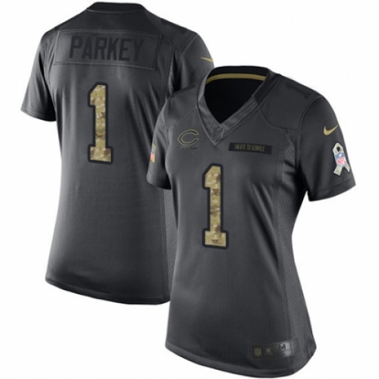 Women's Nike Chicago Bears #1 Cody Parkey Limited Black 2016 Salute to Service NFL Jersey - Ujersey